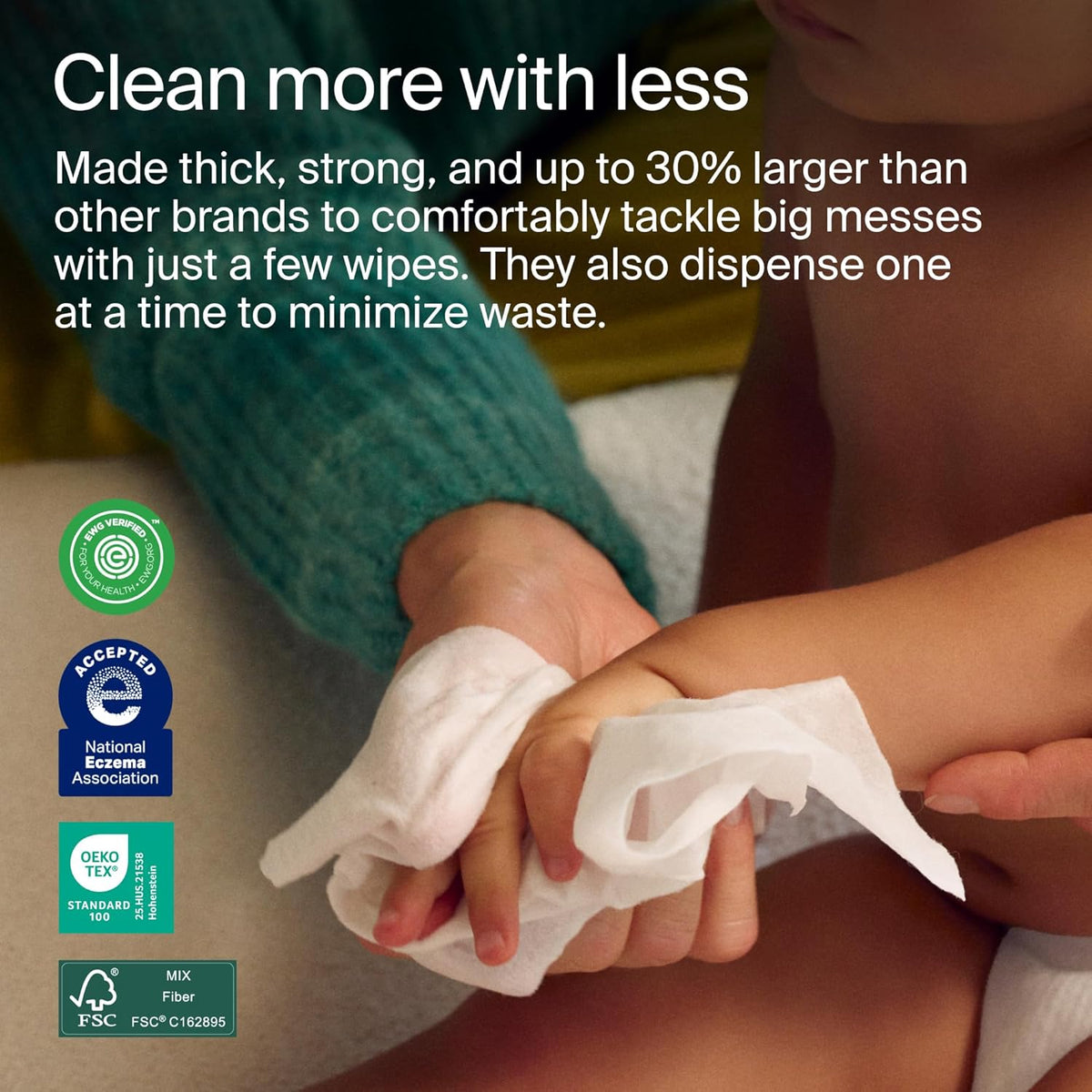 Coterie Baby Travel Size Wipes for Sensitive Skin, Plant-Based and Plastic-Free Fibers, 99% Water