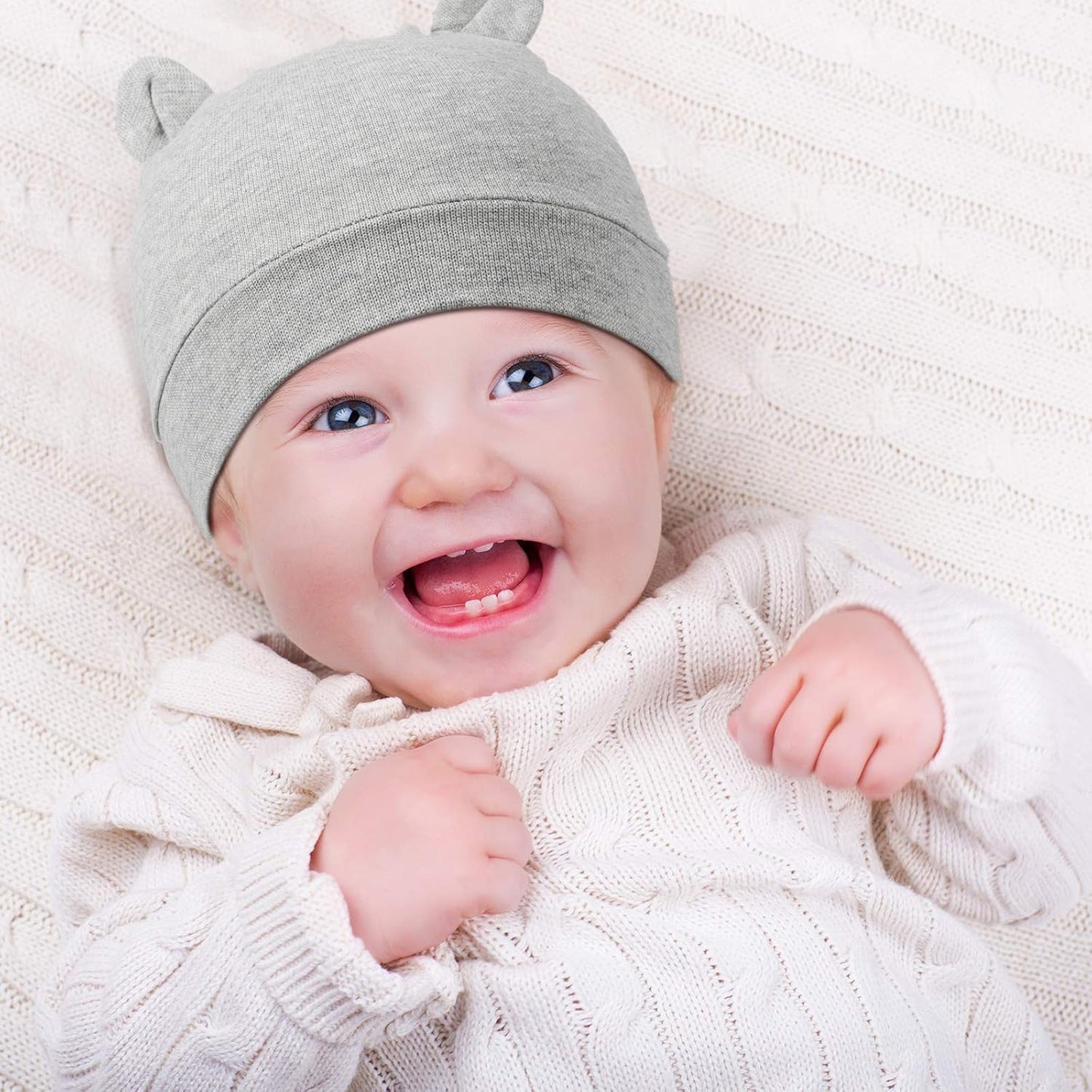 Geyoga 6 Pieces Newborn Baby Hat Bear Ears Infant Caps Baby Boy Girl Toddler Hats Infant Beanie