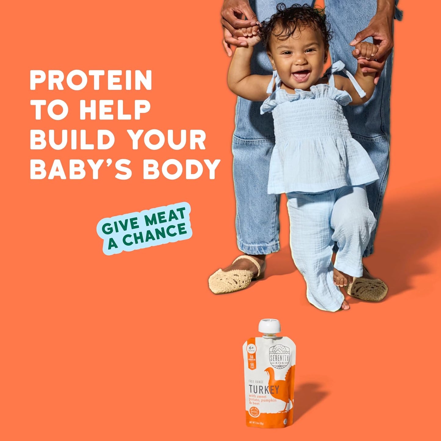 Serenity Kids 6+ Months Organic Baby Food Pouches - BPA-Free Range Turkey Pouches with Pumpkin