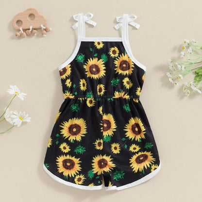 WZTYYDS Toddler Baby Girl Summer Clothes Floral Romper Tie-Up Strap Halter Jumpsuit Infant Summer