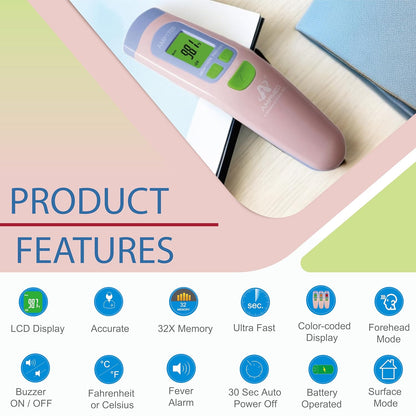 Amplim Non-Contact Forehead Thermometer for Adults, Kids & Infants | Ampmed No-Touch Medical Grade
