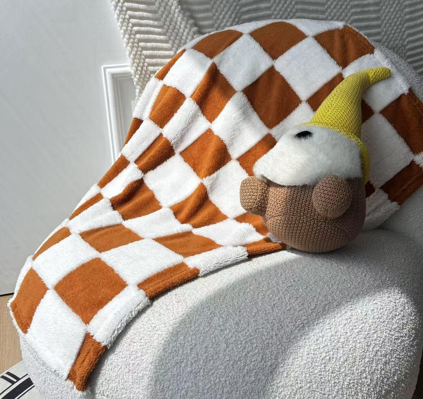 Fleece Baby Blanket for Boys 3D Checkerboard Design, Warm Cozy and Fluffy Infant Newborn Toddler