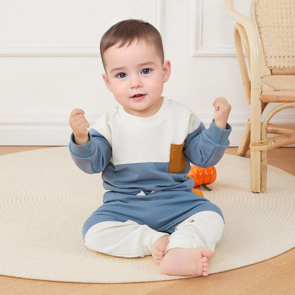 Kupretty Toddler Baby Boy Fall Winter Clothes Color Block Long Sleeve Sweatshirt Pullover Tops +