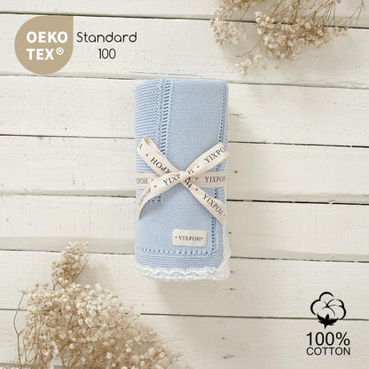 100% Organic Cotton Baby Blanket Knitted Softer Receiving Swaddle Warm Cozy Cuddle Crib Blanket for