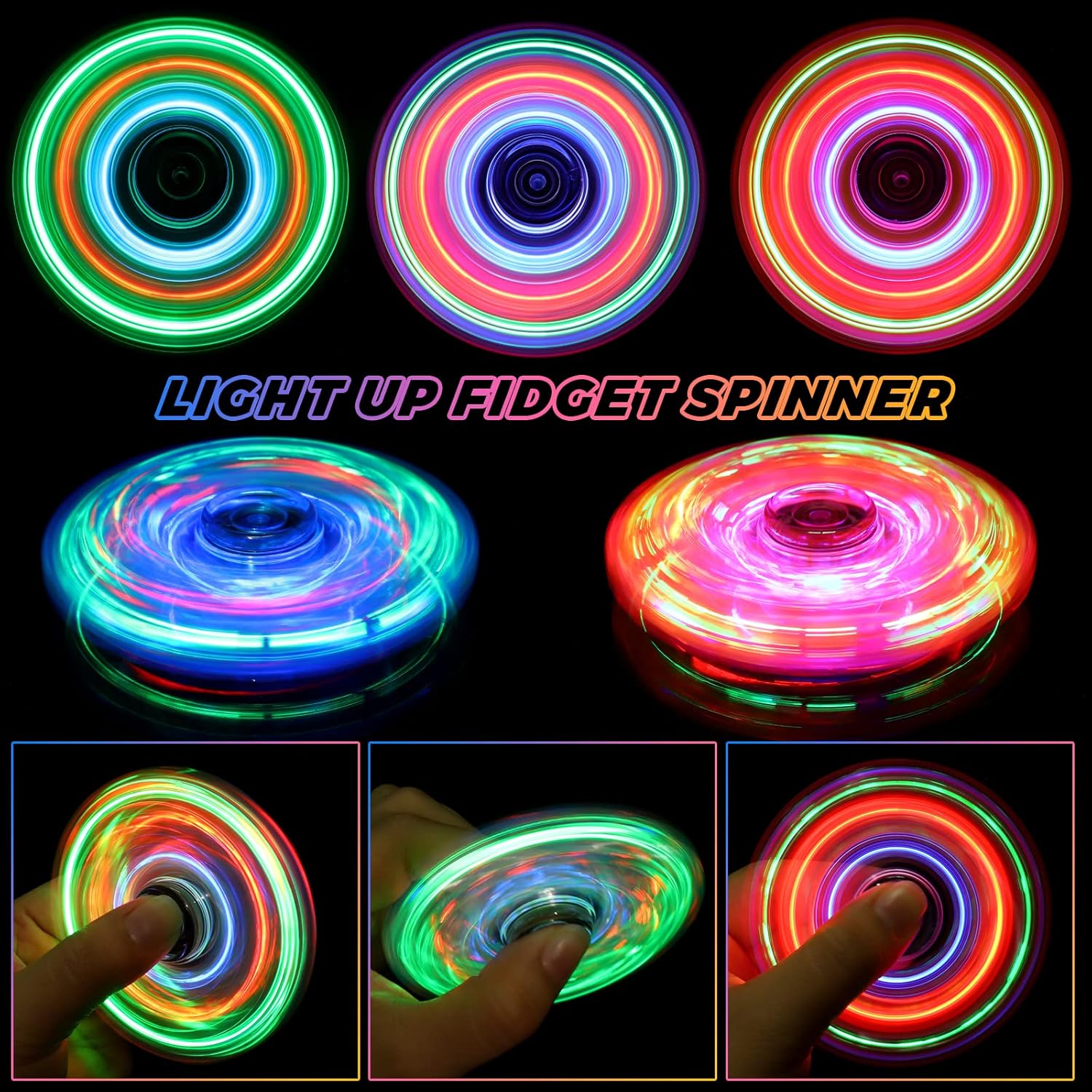 Gigilli 12 Packs Fidget Spinners for Kids Adults, Light up Party Favors Goodie Bags Stuffers for