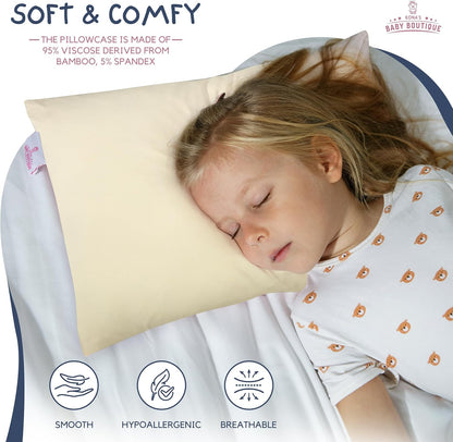 Creamy Yellow - Kona's Perfect Toddler Pillow with Softest Toddler Pillowcase - 13 x 18 inch