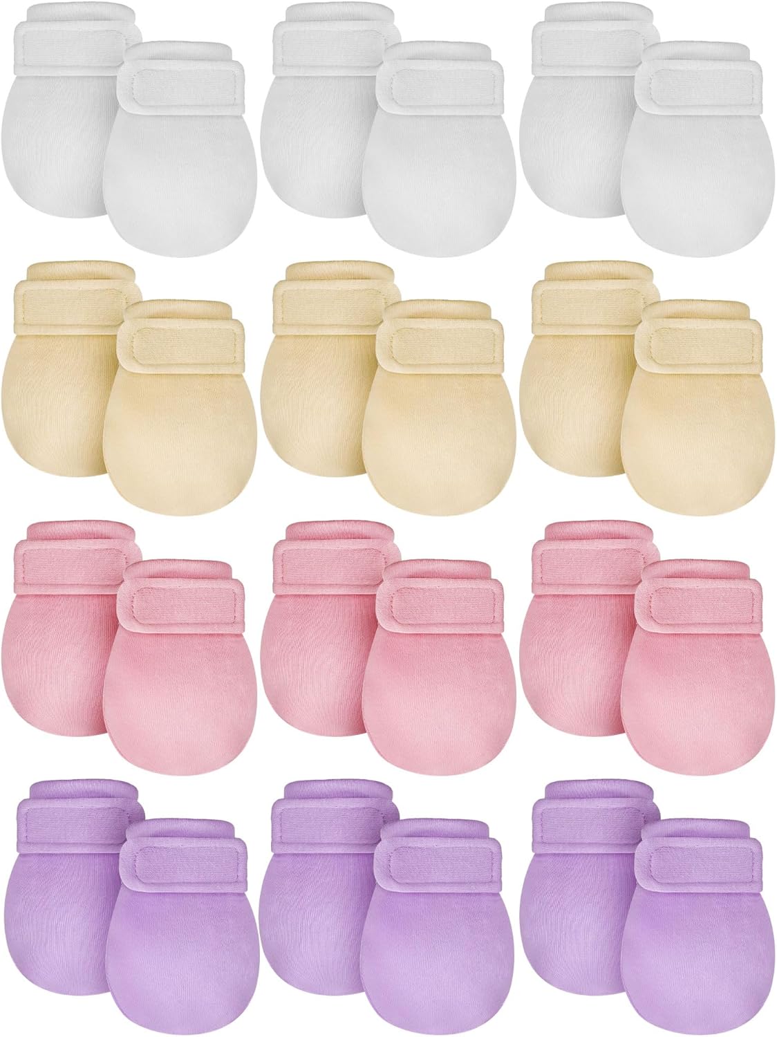 Newcotte 12 Pairs Adjustable Preemie Baby Mittens No Scratch Newborn Cotton Breathable Gloves Warm