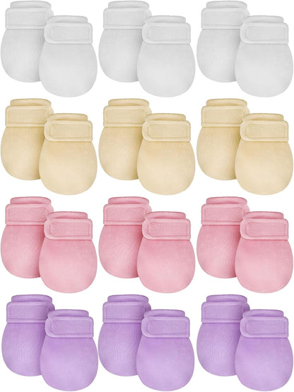 Newcotte 12 Pairs Adjustable Preemie Baby Mittens No Scratch Newborn Cotton Breathable Gloves Warm