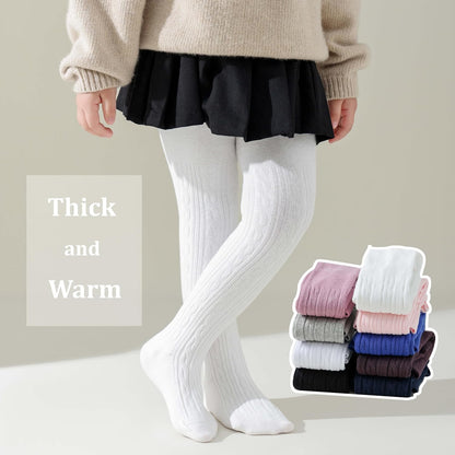Marchare Baby Girls Tights Thick Solid Cable Knit Leggings Winter Warm Stockings For Toddler Girls