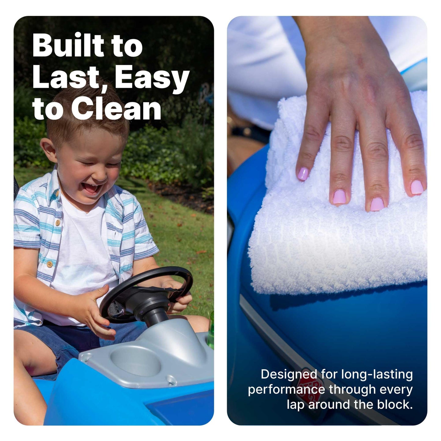 Step2 Whisper Ride II Kids Push Car, Ride-On Car with Seat Belt and Horn, Quick Fold Handle