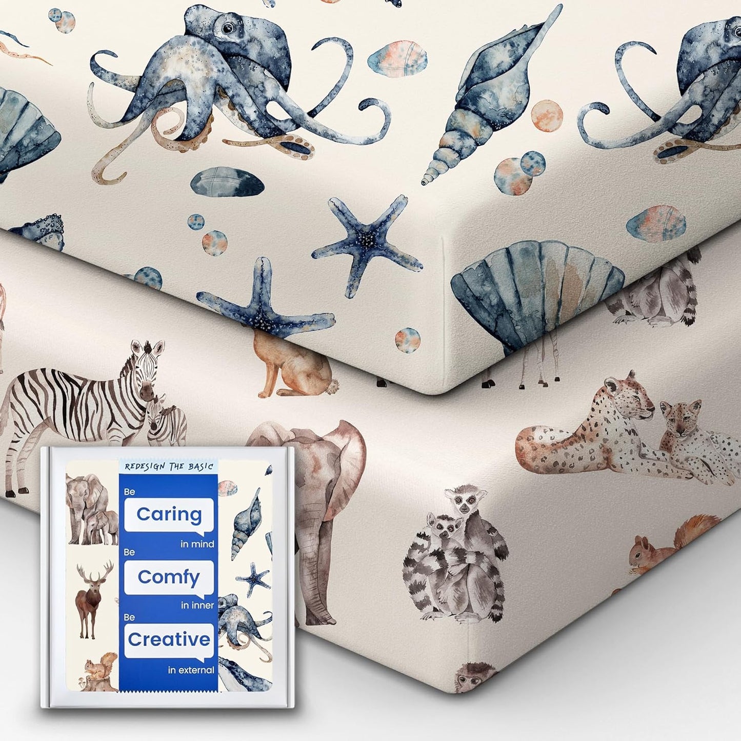 Premium Fitted Baby Boy Crib Sheets for Standard Crib Mattress - Ultra-Soft Jersey Knit Crib