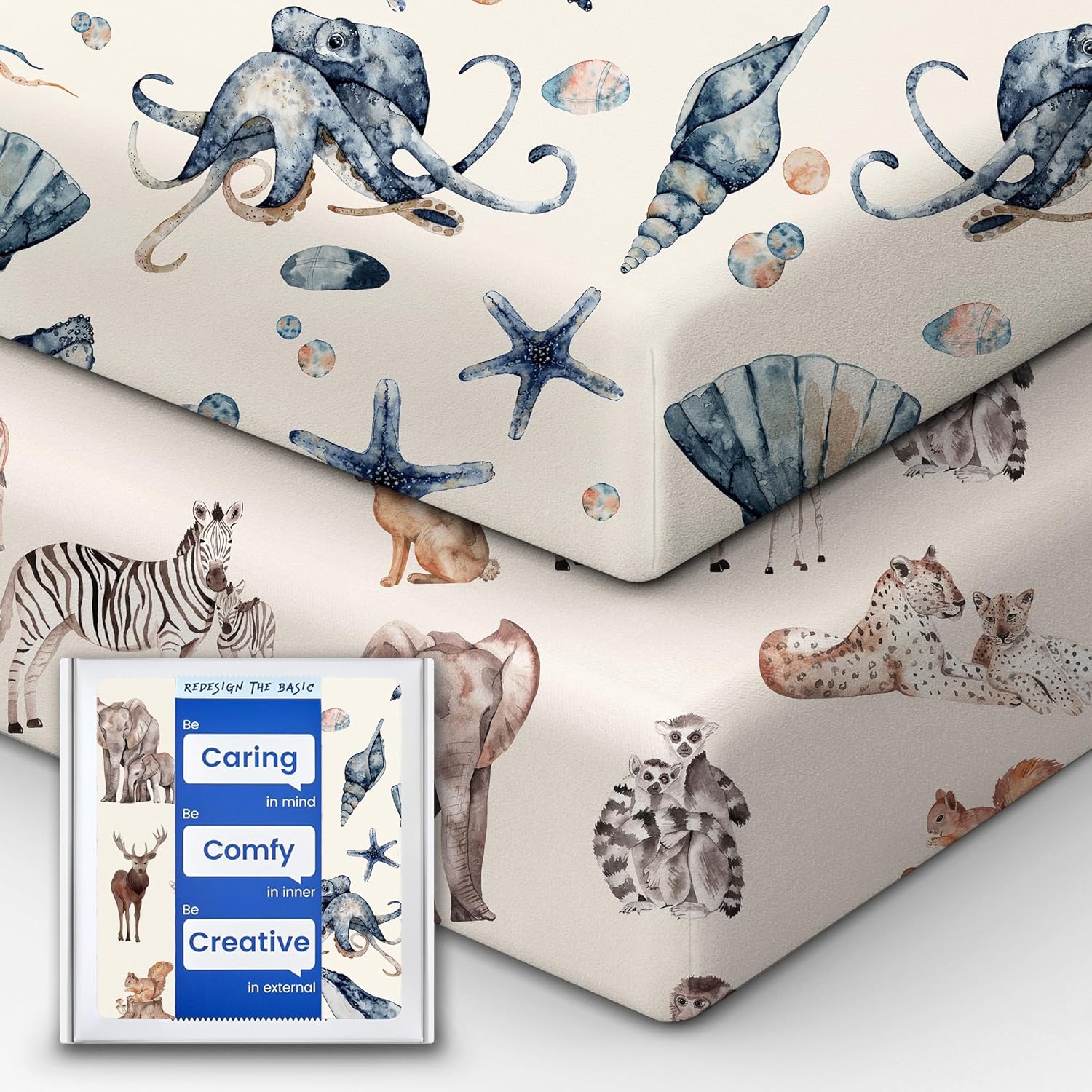 Premium Fitted Baby Boy Crib Sheets for Standard Crib Mattress - Ultra-Soft Jersey Knit Crib