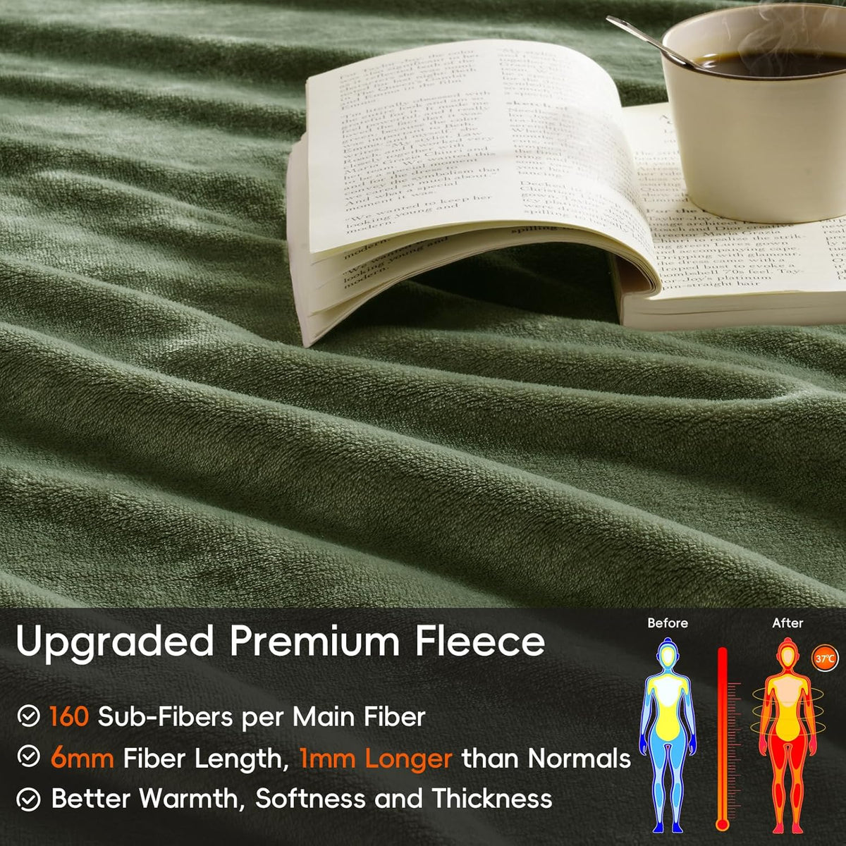 PHF Ultra Soft Fleece Blanket King Size, No Shed No Pilling Luxury Plush Cozy 300GSM Lightweight