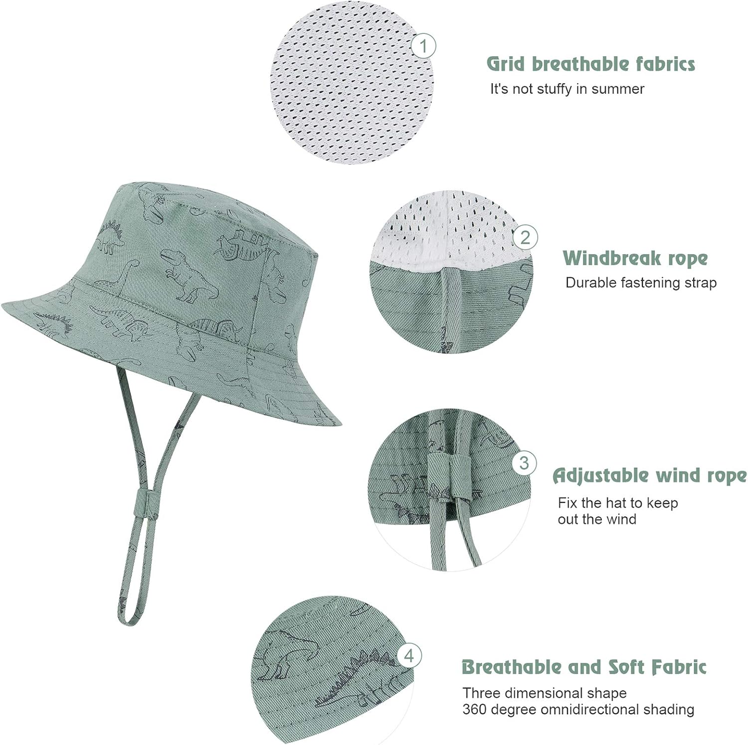 Durio Baby Bucket Sun Hat Toddler Hats Summer Beach Hat UPF 50+ Sun Protection Bucket Hats for Kids