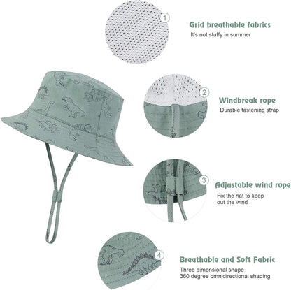 Durio Baby Bucket Sun Hat Toddler Hats Summer Beach Hat UPF 50+ Sun Protection Bucket Hats for Kids