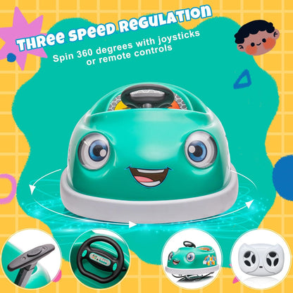 12V Dual Battery Electric Ride on Kids Bumper Car w/Remote Control,360 Degree Spin,Push Rod Rocker