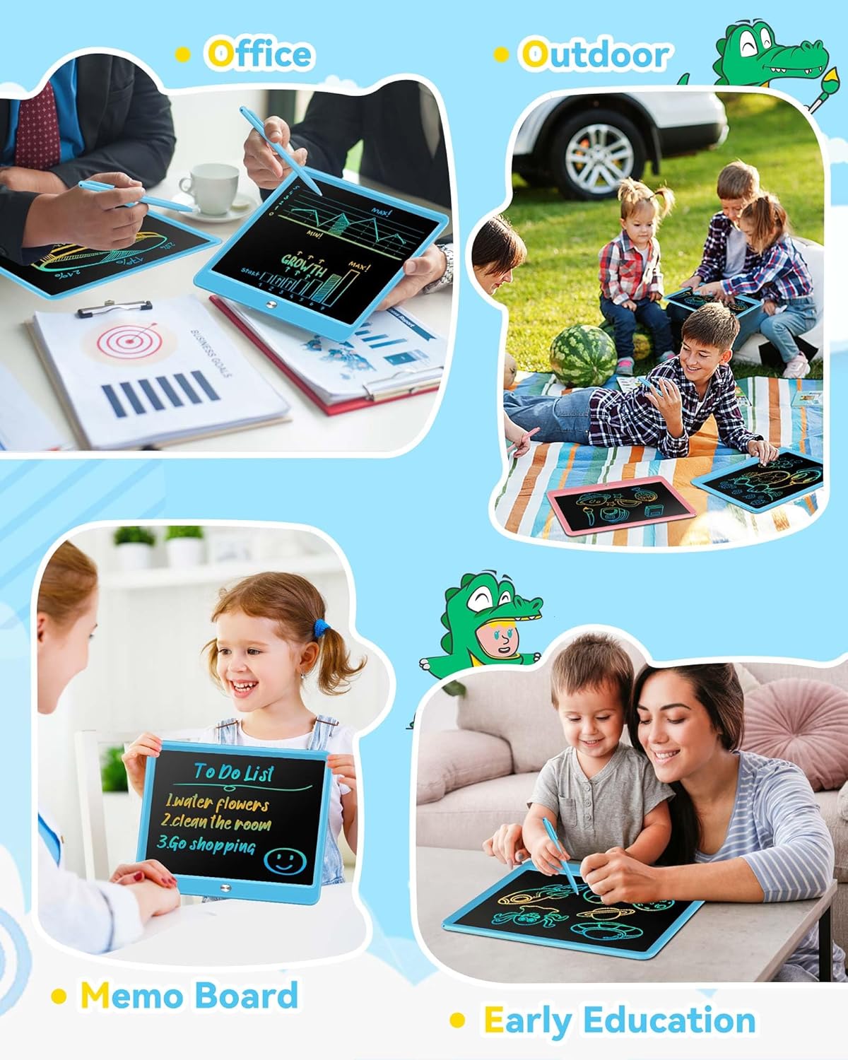 KOKODI LCD Writing Tablet, 16 Inch Colorful Toddler Doodle Board Drawing Tablet, Erasable Reusable