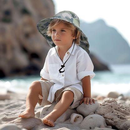 CHUNG Baby Sun Protection Hat Summer Toddler Adjustable UPF 50+ Wide Brim Neck Flap Beach Caps Boys