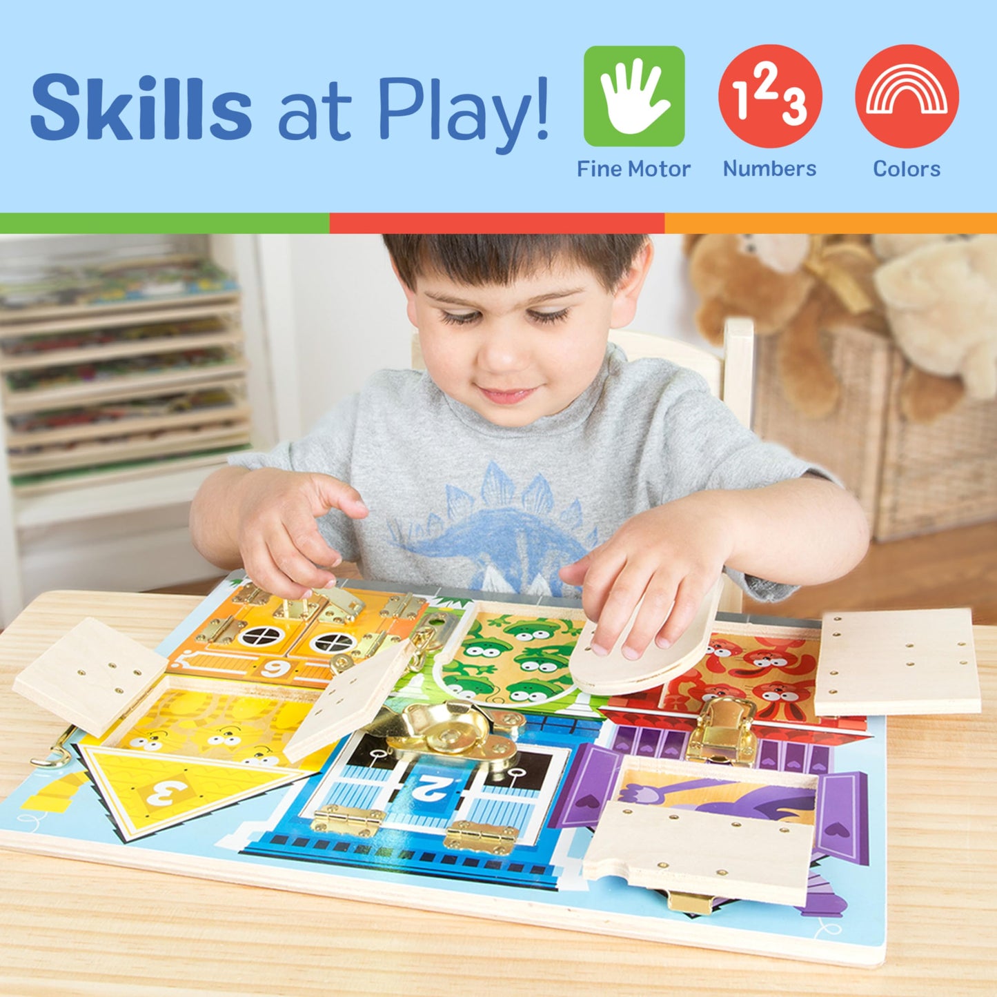 Melissa & Doug Latches Wooden Activity Board - Montessori Busy Board for Preschool Toys, Sensory
