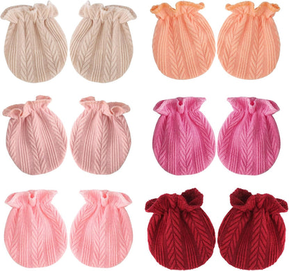 BQUBO Newborn Infant Toddler Mittens No Scratch Cotton Elastic Wrist Gloves Hypoallergenic for 0-6