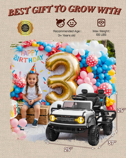 Ford Bronco Raptor 12V Toddler Ride on Toys, Safe Kids Ride on Truck with Remote Control, Children