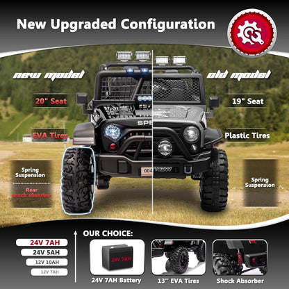 Sopbost 24V 7Ah 2 Seater Ride On Truck Ride On Toy for Big Kids Ride On Car with Remote Control