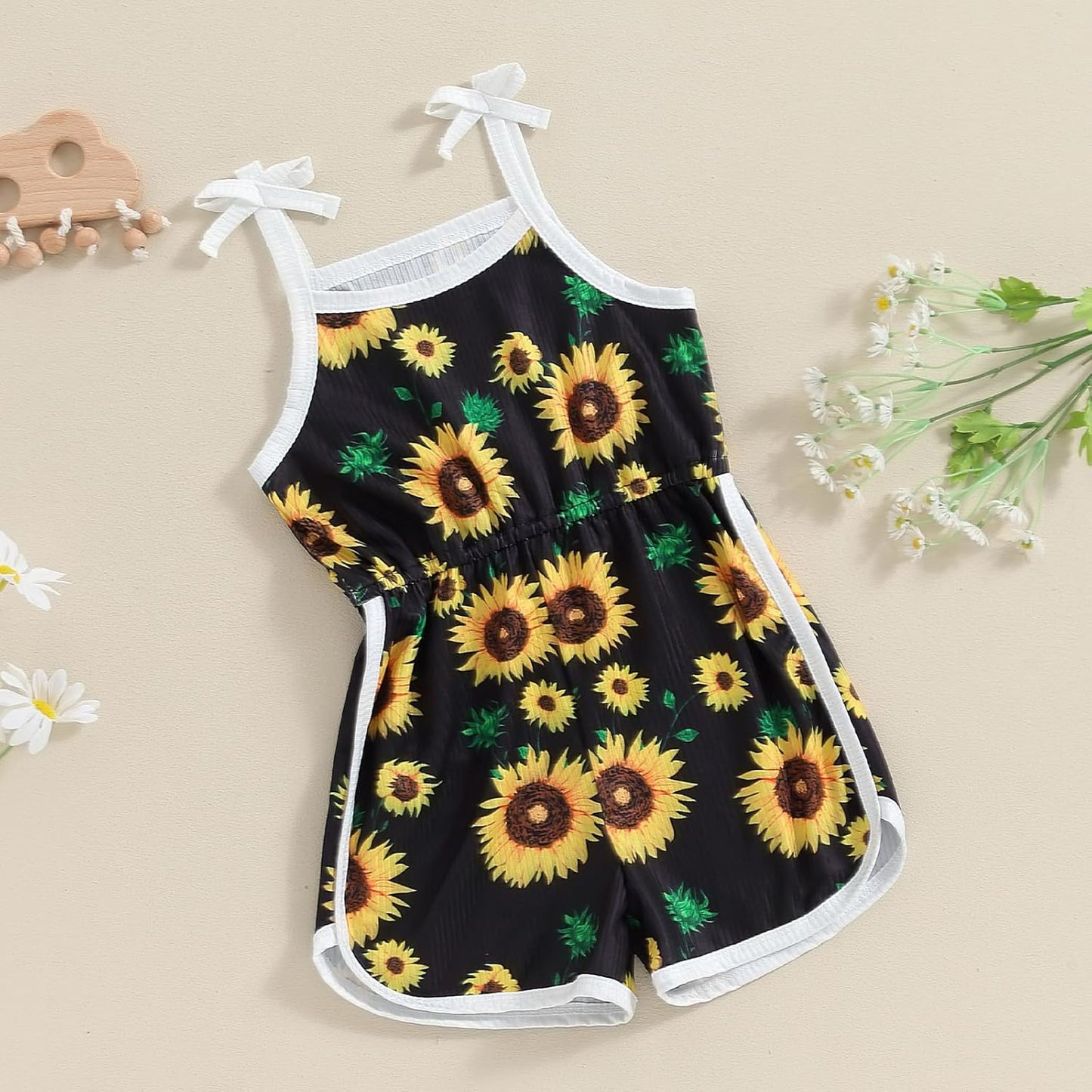 WZTYYDS Toddler Baby Girl Summer Clothes Floral Romper Tie-Up Strap Halter Jumpsuit Infant Summer