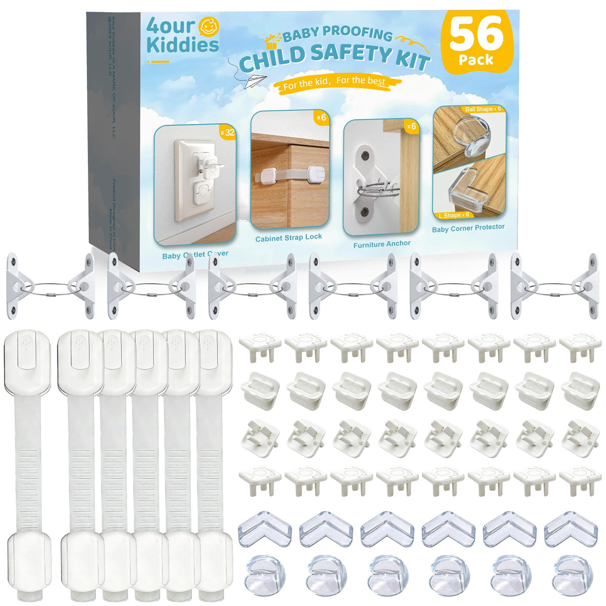 4our Kiddies 56-Piece Baby Proofing Kit & Child Safety Essentials