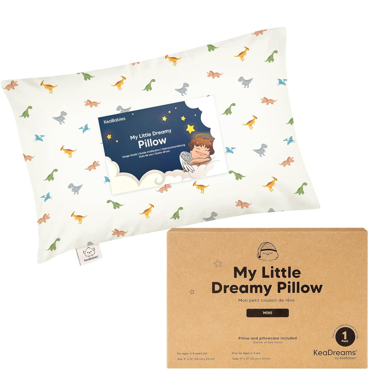 Mini Toddler Pillow with Pillowcase - 9x13 My Little Dreamy Travel Kids Pillow for Sleeping