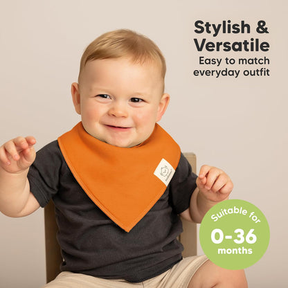 8-Pack Organic Baby Bandana Bibs for Boys, Girls - Super Absorbent Triangle Baby Bibs for Drooling