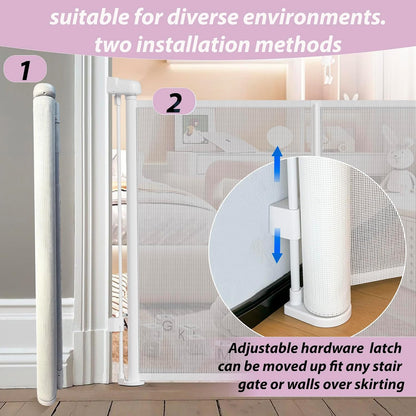 200" Retractable Baby Gates Extra Wide for Large Opening, 41" Extra Tall Retractable Dog Gate Pet