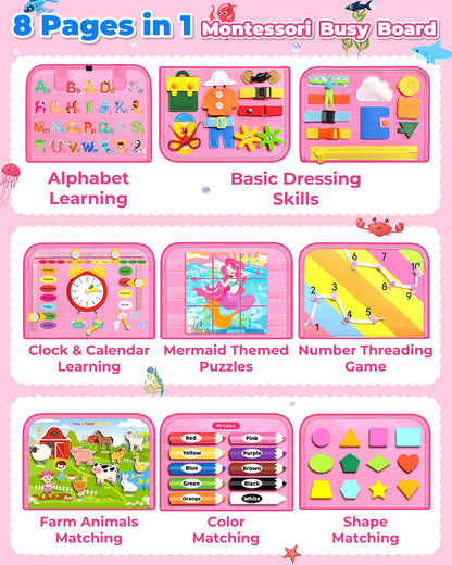 Gojmzo Busy Board Montessori Toys for Toddler Boy Birthday Gifts Busy Book