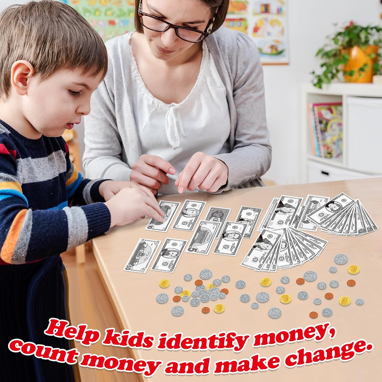 Money Activity Set for Kids for Learning, Pretend Play, Math Manipulatives,Teaching,Counting,Learnin