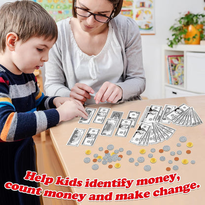 Money Activity Set for Kids for Learning, Pretend Play, Math Manipulatives,Teaching,Counting,Learnin