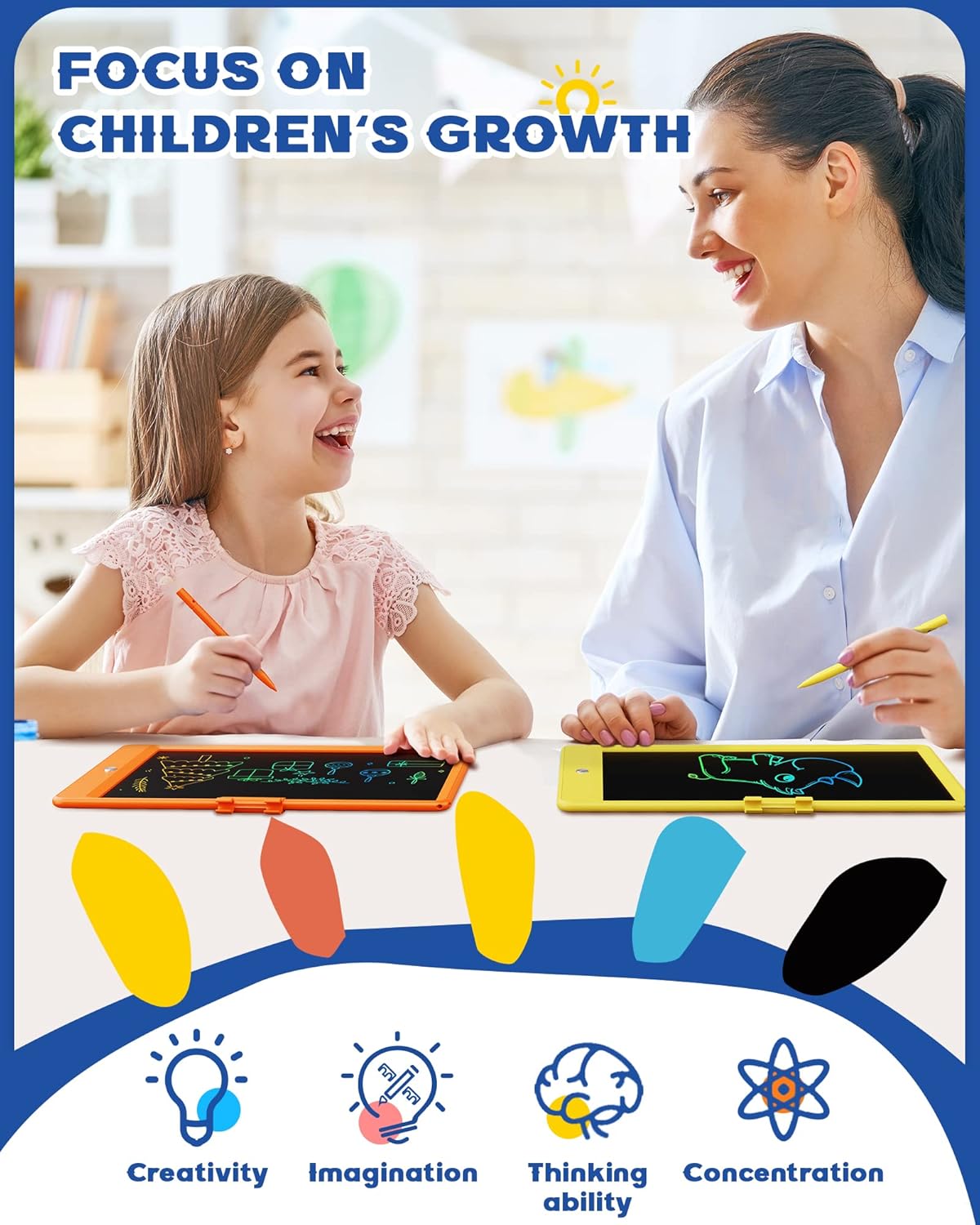 Bravokids LCD Writing Tablet for 3-8 Year Olds - 10 Inch Doodle Board Electronic Drawing Pad