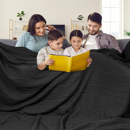 PHF 100% Cotton Waffle Weave Blanket Oversized King for Bed 120"x120"- Giant Big Lightweight