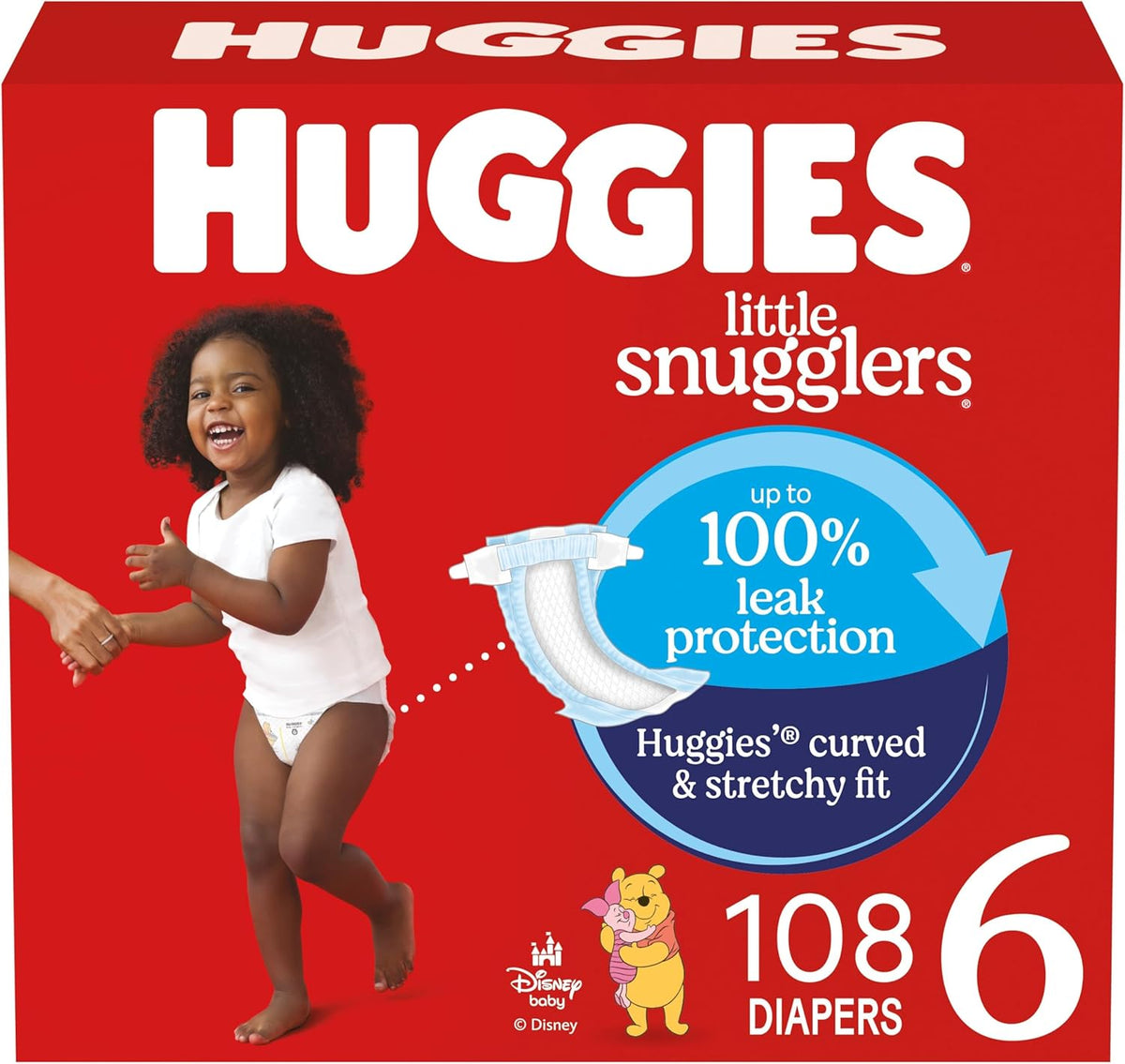 Huggies Size 6 Diapers, Little Snugglers Baby Diapers, Size 6 (35+ lbs), 108 Count (2 Packs of 54)