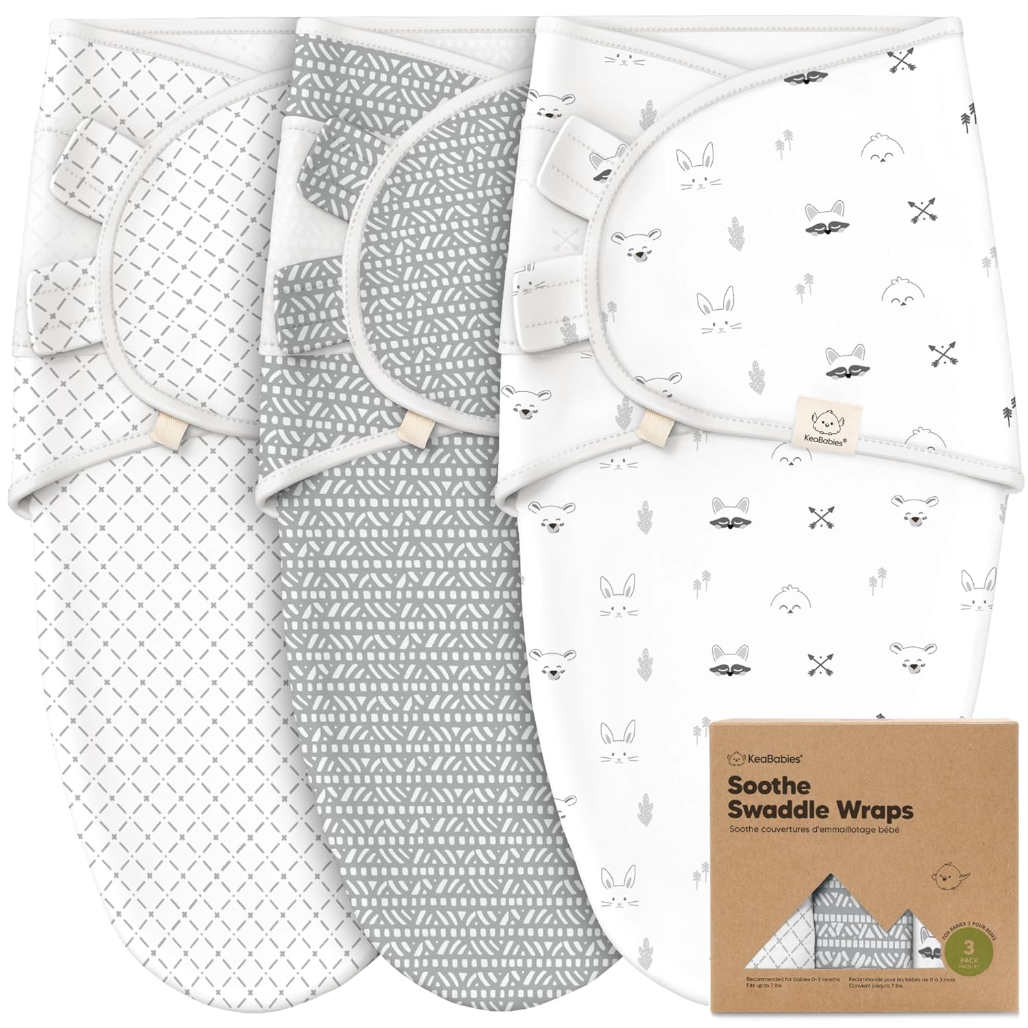 KeaBabies 3-Pack Organic Baby Swaddle Sleep Sacks - Swaddles for Newborns, Infant 0-3 Months, Baby