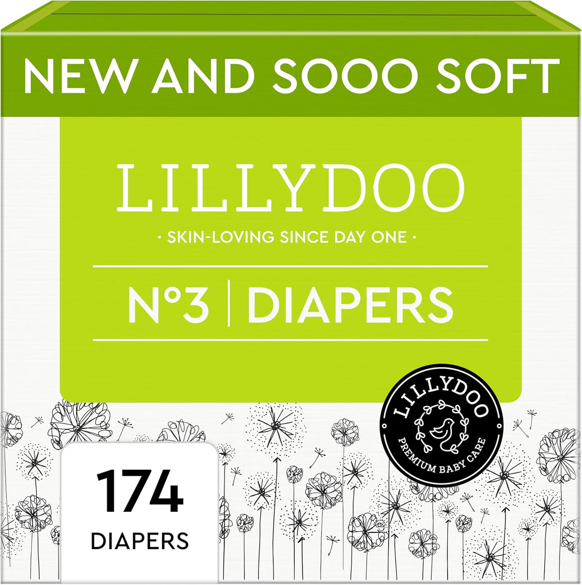 Baby Diapers - Size 3 (13-22 lbs), Monthly Supply (174 Count), Leak Protection, Skin-Friendly