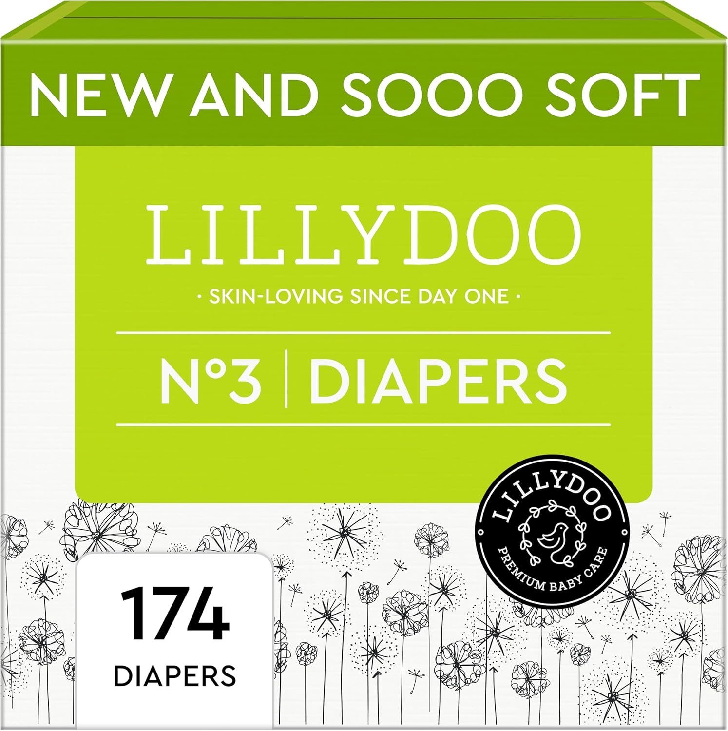 Baby Diapers - Size 3 (13-22 lbs), Monthly Supply (174 Count), Leak Protection, Skin-Friendly