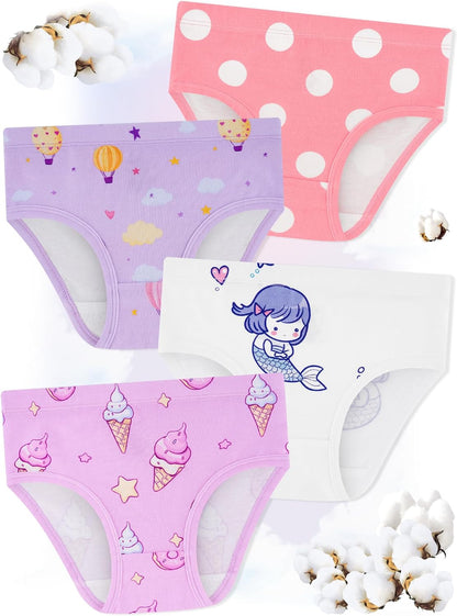 Girls' Underwear,Soft Cotton Tagless Panties for Toddlers' & Little Kids' Comfort,Breathable