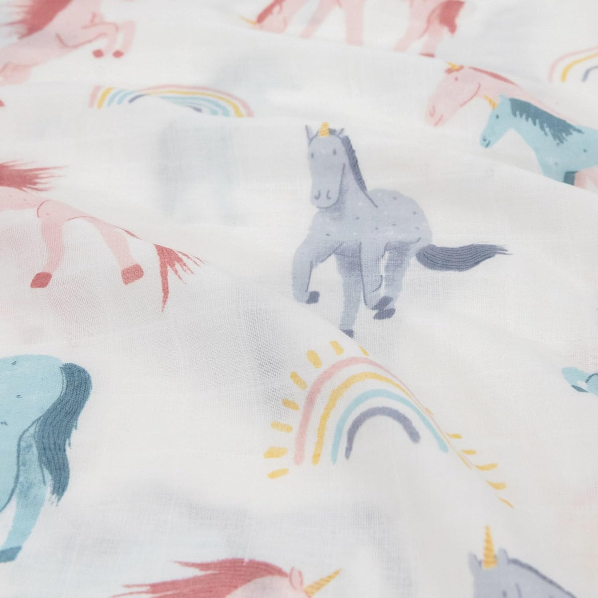 Little Unicorn Standard Pillowcase 2 Pack | Super Soft & Breathable Muslin Fabric | Snug Envelope