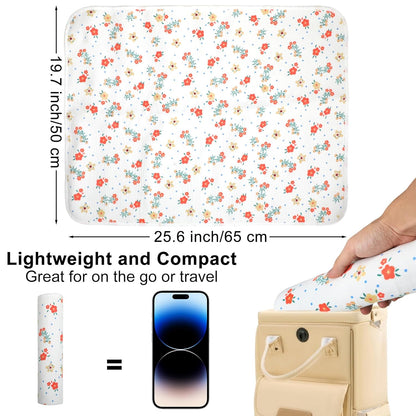 Baby Diaper Changing Pad, 19.7"x25.6" Waterproof Changing Pad Liners with 100% Muslin Cotton Front