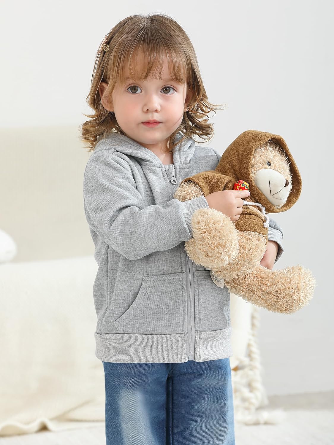 Cooraby 3 Pieces Baby and Toddler Girls Fleece Full-Zip Hoodies Lightweight Jacket with Pockets