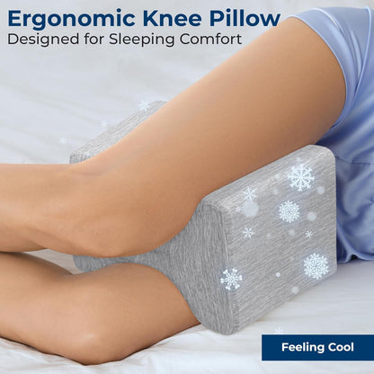 5 STARS UNITED Knee Pillow for Side Sleepers - Hip Pain Relief - Cooling Cover - Memory Foam Leg