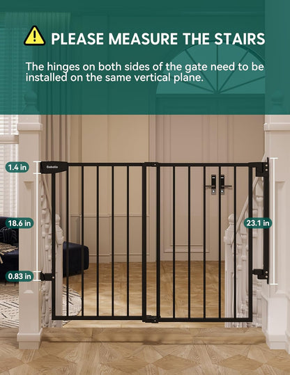 Babelio 34" Tall No Bottom Bar Baby/Dog Gate for Stairs, House and Doorways, 29.7-46.5" Auto Close