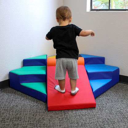 FDP SoftScape Step Up and Slide Corner Climber, Indoor Active Play Structure for Toddlers and