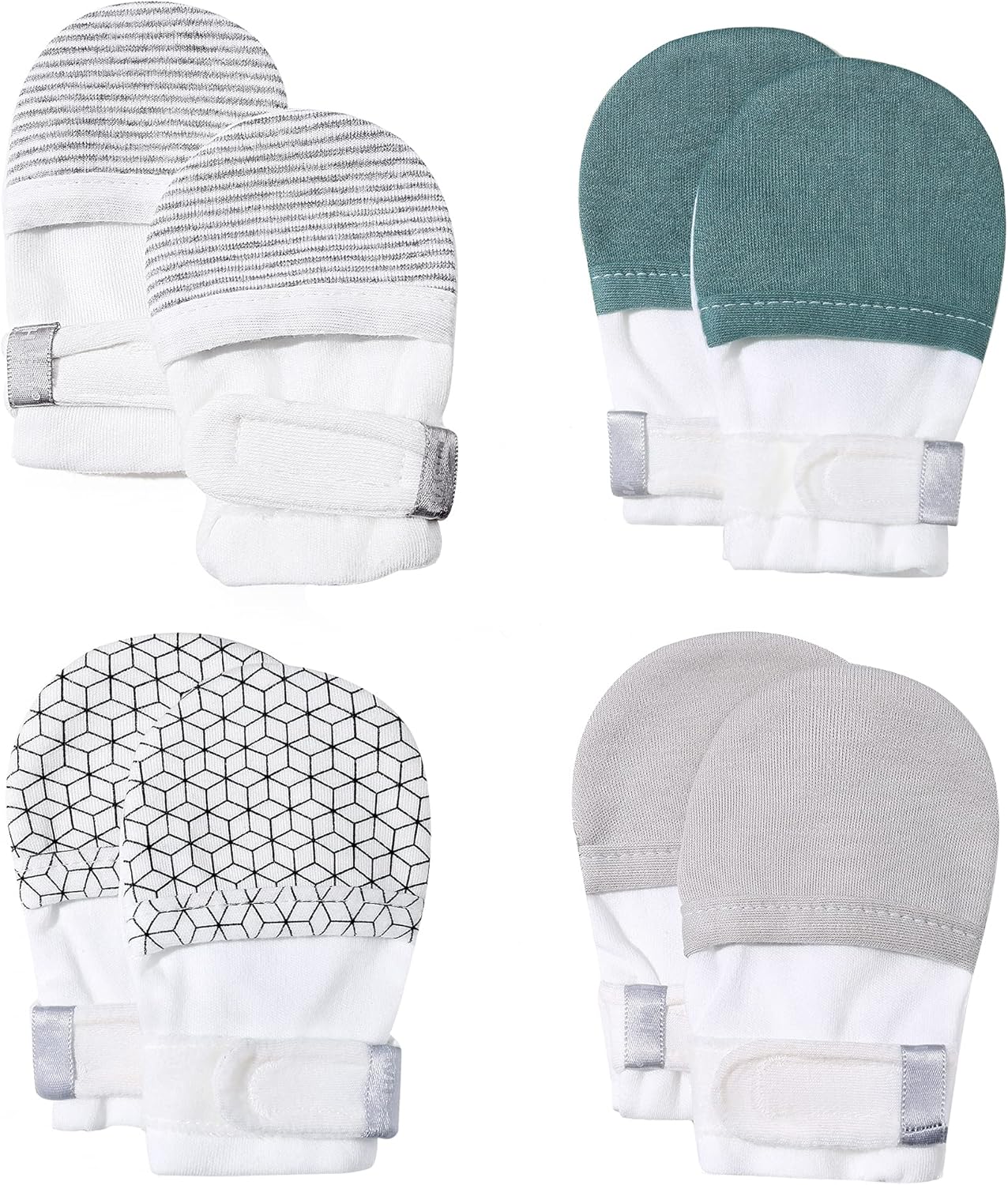 HAPIU Baby No Scratch Mittens Stay On, 100% Cotton Breathable, Adjustable Infant Gloves for Boys
