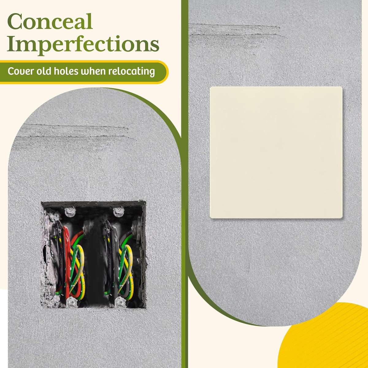 TG Screwless Double Blank Wall Plate, Child Safe Blank Device Outlet Cover, Mid-Size 2-Gang 4.88" H