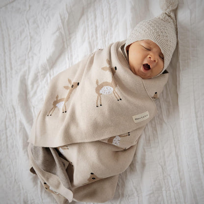 Knit Baby Swaddling Blanket - 100% Cotton Lightweight Soft Cozy Receiving Swaddle Crib Stroller